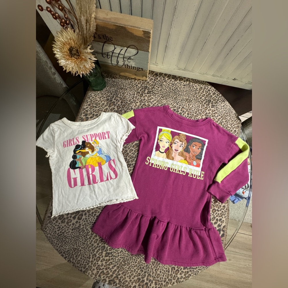 Disney Princess Life Purple Dress and T  Shirt xs 4/5